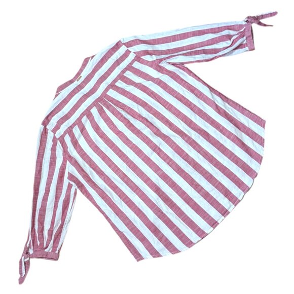 Ivanka Trump | 100% Cotton Stripped Red White 3/4 Sleeves Blouse | Size: Large - Picture 12 of 16